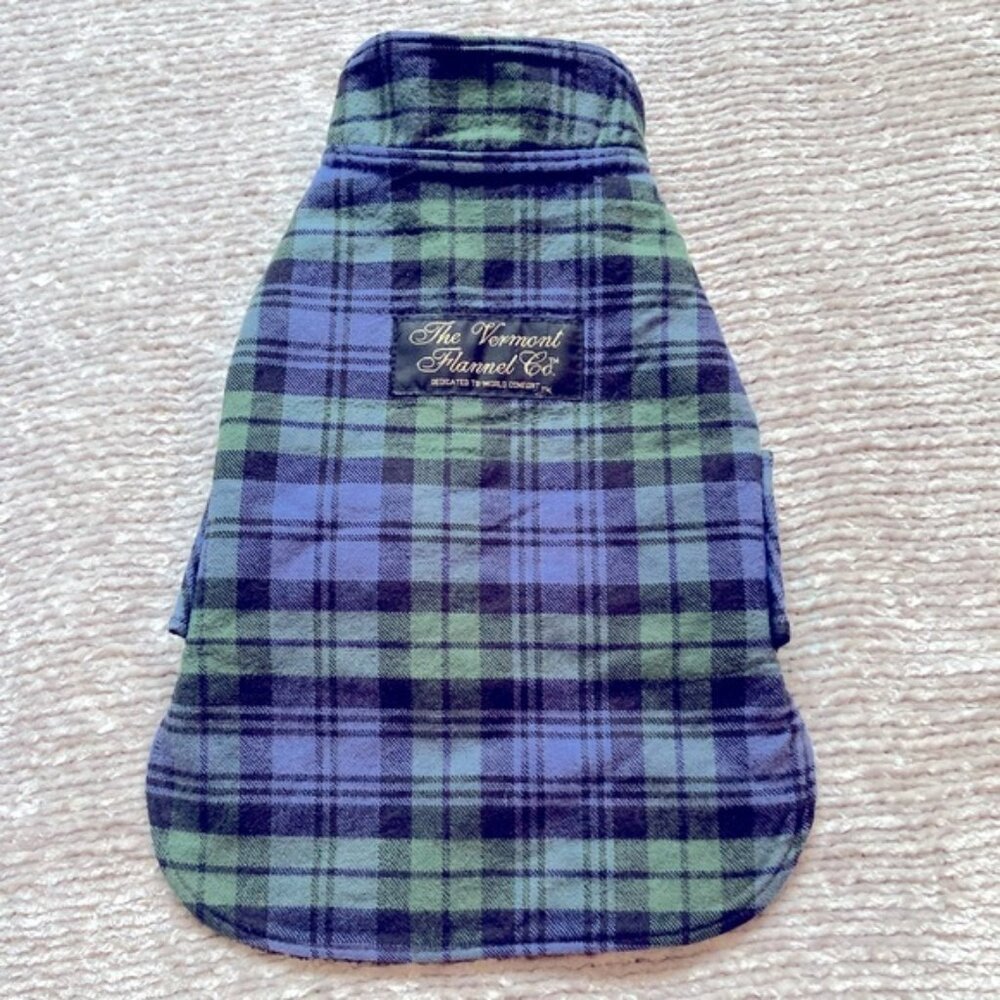 The Vermont Flannel Company Dog Coat Vest, Blue and Green Plaid, x-small